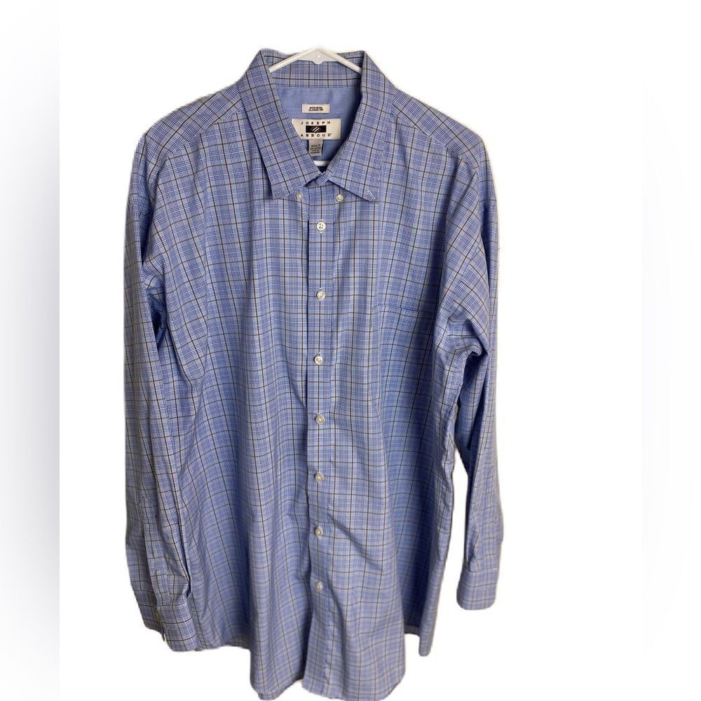 #131 JOSEPH ABBOUD Blue Plaid Button Down Shirt